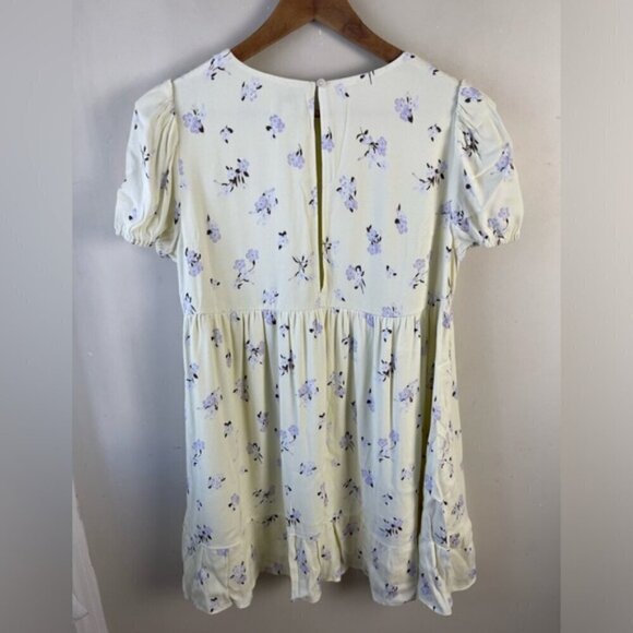Aritzia SUNDEH Zane puff-sleeve Cottagecore floral butter yellow dress SZ Medium - Picture 5 of 16